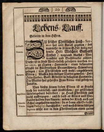 20-27, Lebens-Lauff.