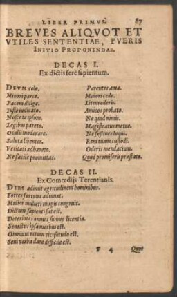 Breves Aliquot Et Utiles Sententiae, Pueris Initio Proponendae.
