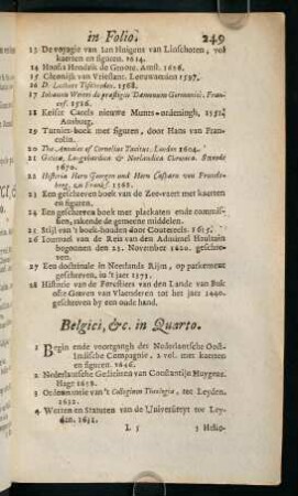 249-255, Belgici, & c. in Quarto.