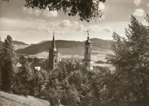 Friedland in Niederschlesien (heute: Mieroszów), Blick auf die Stadt vom Kirchberg