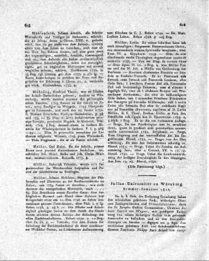 Julius - Universität zu Würzburg. Sommer-Semester 1810.