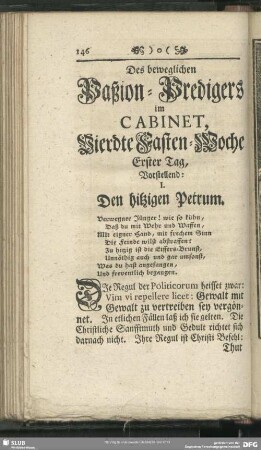 Der beweglichen Paßion-Predigers im Cabinet, Vierdte Fasten-Woche