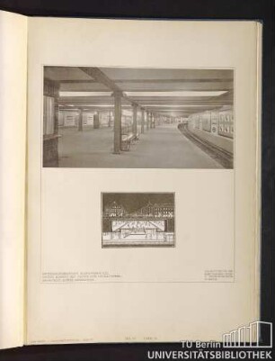 Teil VI. Tafel 52. Untergrundbahnhof Alexanderplatz. Unten: Schnitt mit Treppe zum Untertunnel. Architekt: Alfred Grenander.