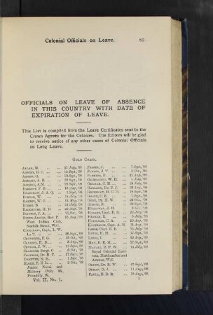 Officials on Leave of Absence in this Country with Date of Expiration of Leave