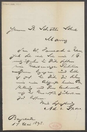 Brief an B. Schott's Söhne : 17.05.1895