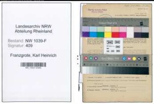 Entnazifizierung Karl Heinrich Franzgrote , geb. 08.07.1892 (Polizist)