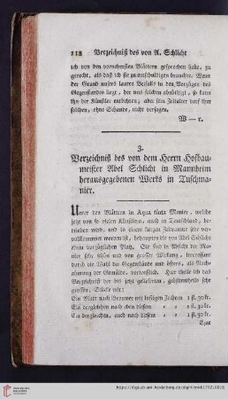 Verzeichniß des von dem Herrn Hofbaumeister Abel Schlicht in Mannheim herausgegebenen Werks in Tuschmanier