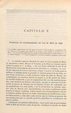 Capítulo X. Continúan los acontecimientos del mes de Abril de 1898