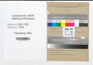 Entnazifizierung Otto Hansberg , geb. 21.08.1914 (Oberleutnant)