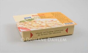 Fertiggericht- Verpackung für "Tortellini in Käse-Sahnesauce" der Firma "Reichelt"