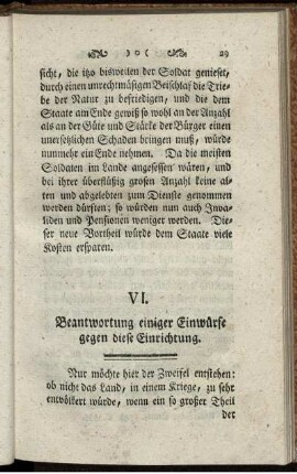 VI. Beantwortung einiger Einwürfe gegen diese Einrichtung