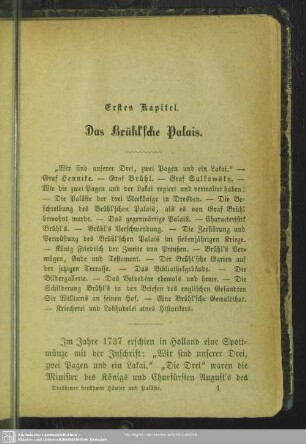 Erstes Kapitel. Das Brühl´sche Palais