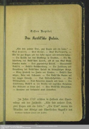 Erstes Kapitel. Das Brühl´sche Palais