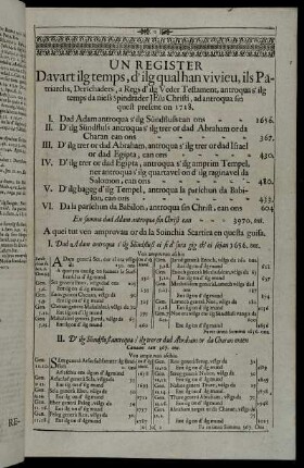 Ün Register Davart ilg temps, d'ilg qual han vivieu, ils Patriarchs, [...]
