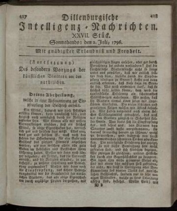 XXVII. Stück. Sonnabends: den 2. Juli 1796.