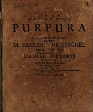 Disp. ... de purpura