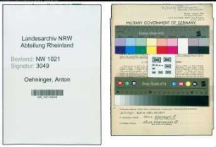 Entnazifizierung Anton Oehninger , geb. 03.03.1909 (Uhrmachermeister)