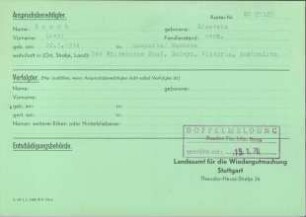 Eintrag in der Bundeszentralkartei (Teil des Testsamples): Bench, Lotti, geb. Einstein
