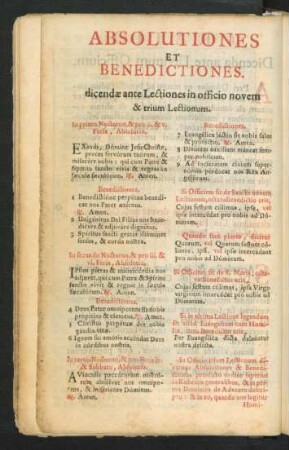 Absolotiones Et Benedictiones