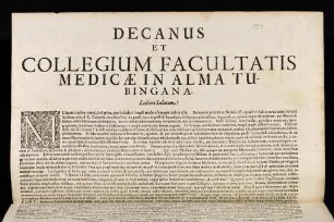 Decanus Et Collegium Facultatis Medicae In Alma Tubingana. Lectori Salutem!