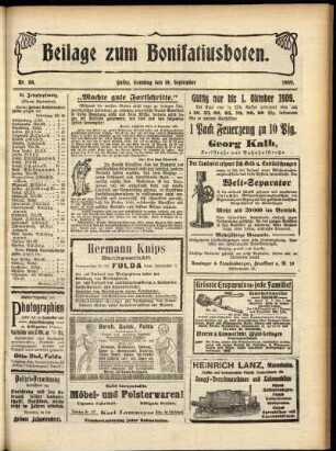 Zweite Ausgabe vom Sonntag, den 19. September 1909.
