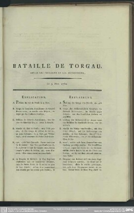 Bataille De Torgau, Entre Les Prussiens Et Les Autrichiens. Le 3. Nov. 1760