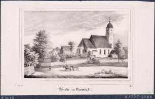 Die Kirche in Naustadt (Klipphausen) südöstlich von Meißen von Norden, aus Sachsens Kirchen-Galerie von Hermann Schmidt, 1837, Bd. 1