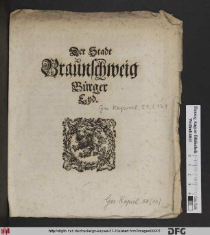Der Stadt Braunschweig Bürger Eyd