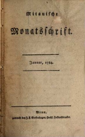 Mitauische Monatsschrift. 1784,1/6