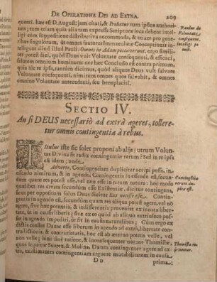 Sectio IV. An si DEUS necessariò ad extrà ageret, tolleretur omnis contingentia à rebus.