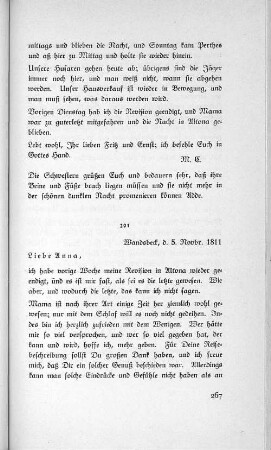 201 Wandsbeck, d. 5. Novbr. 1811