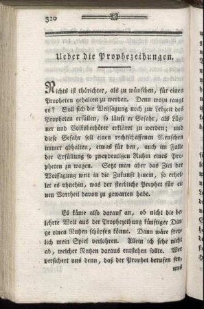 Ueber die Prophezeihungen.