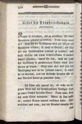 Ueber die Prophezeihungen.