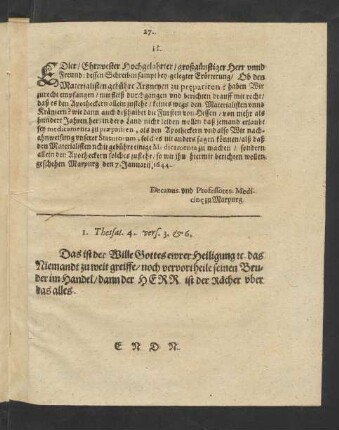 [Edler/ Ehrnvester Hochgelahrter/ großgünstiger Herr unnd Freund: ...]