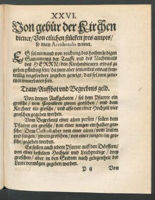 XXVI. Von gebür der Kirchen diener ...