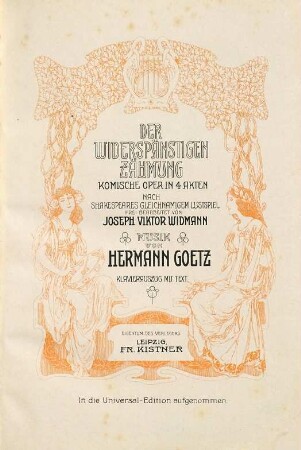 Der Widerspänstigen Zähmung : Komische Oper ; in 4 Akten