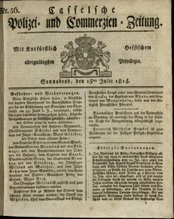 Nr. 56, Sonnabend, den 15ten Julii 1815