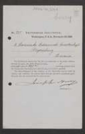 Brief von Joseph Henry von Smithsonian Institution (Washington) an Regensburgische Botanische Gesellschaft
