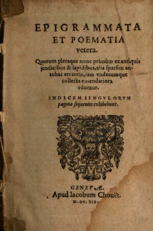 Epigrammata et poematia vetera