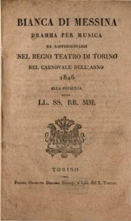 Bianca di Messina : Dramma per musica