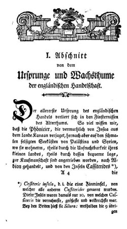 I. Abschnitt von dem Ursprunge und Wachsthume der engländischen Handelschaft.