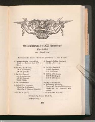 Kriegsgliederung des XXI. Armeekorps