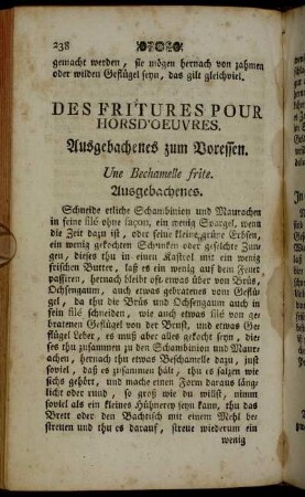 Des Fritures pour Hors d´Oeuvres. Ausgebachenes zum Voressen.
