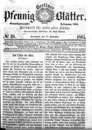 No. 38, Sonnabend, den 17. September 1864