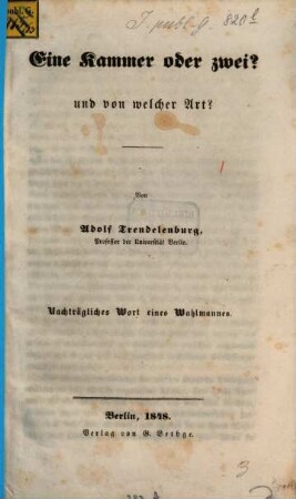 Eine Kammer oder zwei? und von welcher Art?