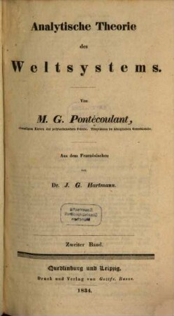 Analytische Theorie des Weltsystems, 2