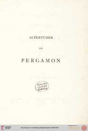 Band V,1, Text: Altertümer von Pergamon: Die Paläste der Hochburg