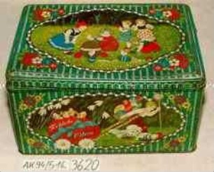 Vorrats-Blechdose für ? "Fröhliche Ostern" (Abbildung österlicher Szenen mit Kindern und Ostereiern)