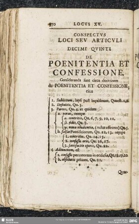 Locus XV. De Poenitentia Et Confessione