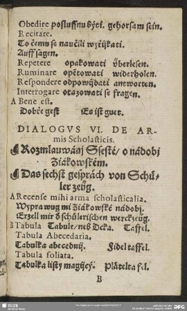 Dialogus VI. De Armis Scholasticis